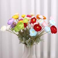 Ranunculus artificiel réaliste fait main à 4 têtes, lotus en soie, rose thé pour mariage, Thanksgiving et fête des Mères