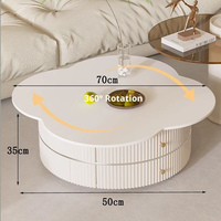 Table basse moderne en métal en forme de trèfle avec plateau en pierre frittée rotatif, design décoratif pour petit salon, mobilier de maison