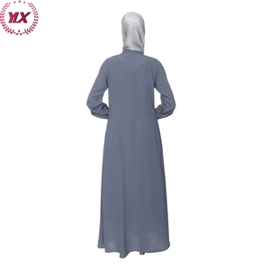 Mode moderne Robe musulmane femmes arabes <span class=keywords><strong>à</strong></span> manches longues Kaftan Flashy perles métalliques broderie gris Abaya - Product Image 6