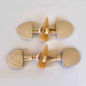 Cuero resina cuerno hebilla abrigo cortavientos abrigo de lana botón suéter niños madera algodón cuerda hebilla - Product Image 4