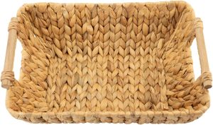 Hand Woven Small Circular Paper Rope Storage <b>Basket</b> with Wooden Handle Eco-Friendly Folding Design - Product Image 3
