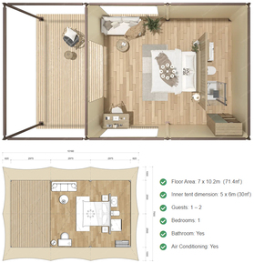Carpa de Desierto Safari Triple Peak Personalizada con Baño y Estructura de Acero para <span class=keywords><strong>Retiro</strong></span> Vacacional Africano - Product Image 5