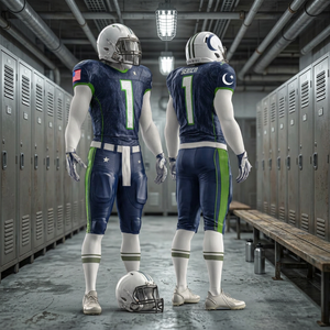 American Football Uniform Kit Men's Short sleeves Jersey Pants Set Sublimated Breathable Polyester Team Name V-Neck Athletic - Product Image 1