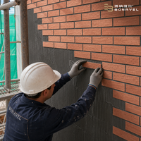Revêtement mural en briques de terre cuite orange ultra-minces et flexibles, fabriquées au four, pour l'extérieur et l'intérieur, usine OEM pour revêtement de façade
