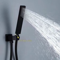 Ensemble de douche mural en laiton noir mat durable à 3 fonctions avec robinet de pluie haute pression intégré pour salle de bain - Vente en gros