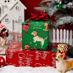 Burymento Christmas Wrapping <b>Paper</b> Green Dog Design 17 In X 32.8 Ft Reversible Gift <b>Wrap</b> For Holiday Craft - Product Image 6