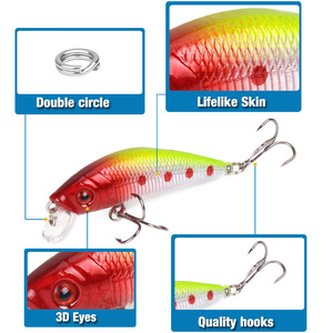 Cross Border Minnow <b>Lure</b> 7cm 8.5g High Carbon Steel Hook Plastic Hard Bait For Bass <b>Fishing</b> Midwater Baits - Product Image 4