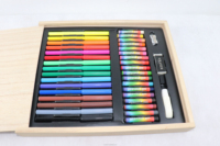 Pastels à l'huile aquarelle gâteaux feutres crayons de couleur ensemble boîte en bois ensembles d'art pour croquis