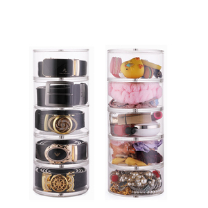 Boîte de rangement rotative transparente en acrylique pour maquillage, support anti-poussière pour bijoux, boucles d'oreilles, élastiques à cheveux et rouges à lèvres - Product Image 3
