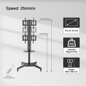 Supporto <span class=keywords><strong>TV</strong></span> da Pavimento Motorizzato Regolabile in Altezza, Carrello <span class=keywords><strong>TV</strong></span> Elettrico Pieghevole per Monitor di Grandi Dimensioni - Product Image 6