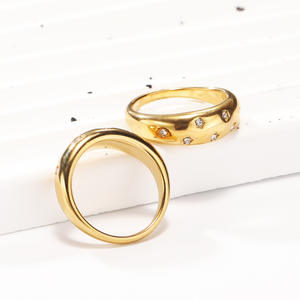 เครื่องประดับใหม่ Taige ยุโรปและสหรัฐอเมริกาที่นิยมในการใส่ดาวเพทายไทเทเนียมแหวนผู้หญิงทอง18K ไม่จางหายใคร - Product Image 1