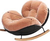 Fauteuil inclinable à bascule surdimensionné en tissu crème avec dossier en forme de cœur, structure métallique, double siège pour balcon/salon