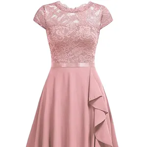 프릴 파티 드레스와 핑크 들러리 드레스 레이스 원피스