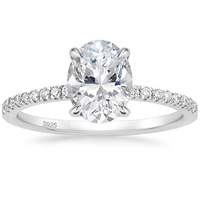 NATUNA Trendy Bague en argent sterling 925 élégante et luxueuse en moissanite ovale de 2 carats avec diamant Bague de fiançailles en moissanite pour femme