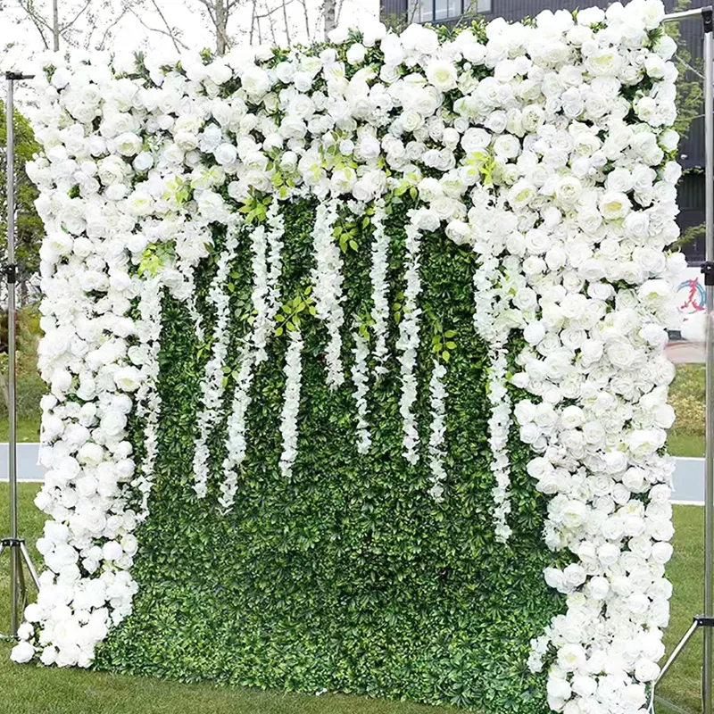 Cenários de casamento de parede de flores artesanais de seda floral de alta qualidade para decoração