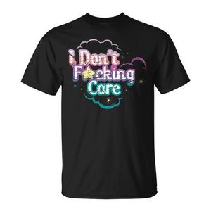 T-shirt I Don't Fucking Care noir à col rond avec motif graphique, taille adulte unisexe - Product Image 1