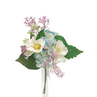 36CM buket bunga Eustoma sutra ungu buatan untuk dekorasi pernikahan bundel Hydrangea Platycodon buatan buket pernikahan