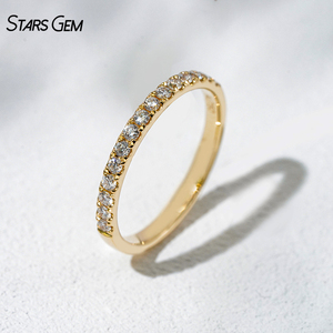 Starsgem 0.2-0.3ct 1.6mm Brilliant Cut Lab Grown Diamond 18K Gold Rhodium Plated Half <b>Circle</b> Unisex Trendy Classic <b>Ring</b> - Product Image 1