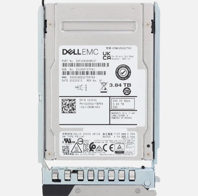 Enterprise SSD for Dell EMC  02XVX2 / 2XVX2 KPM6XRUG3T84 SDFUS84DHB02T 3.84TB 24Gbps SAS TLC 2.5'' SSD 14/15/16G KIT SSD