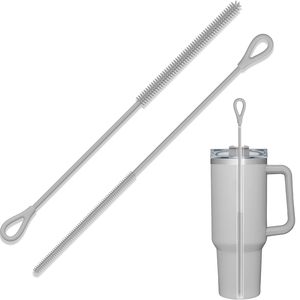 Extra <b>Long</b> Silicone Straw Cleaner Brush Reusable Straw Brush for Cleaning 8-10mm Straws Soft and Bendable Anti Slip <b>Handle</b> - Product Image 3