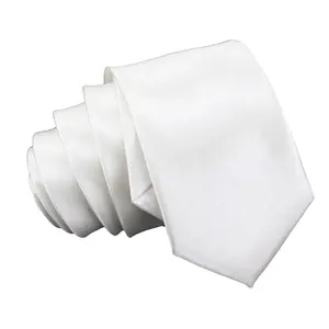 制作自己的DIY中国制造商定制领带闪亮修身空白升华紧身男士缎面涤纶白色领带