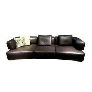 Fauteuil inclinable intelligent 3 places en cuir véritable, ergonomique, multifonctionnel, extensible, écologique, avec télécommande et accoudoirs Tuxedo, à dossier bas - Product Image 1