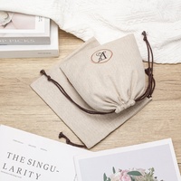 Pochette personnalisée à chevrons en lin avec cordon de serrage Sac de rangement cosmétique en coton biologique réutilisable recyclable promotionnel