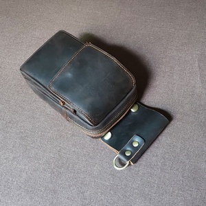 Nueva Riñonera de Cuero Crazy Horse Vintage para Hombre, Bolsa de Cintura para Teléfono, Bolsillo para Teléfono Móvil, Boshiho BOSA2004032 - Product Image 6