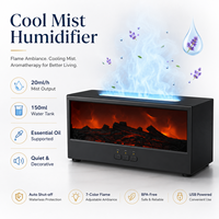 Diffuseur d'arômes pour cheminée de bureau avec flamme simulée 3D, éclairage ambiant sept couleurs, humidificateur à brume froide alimenté par USB, arrêt automatique