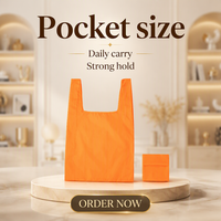 Sacs de shopping pliables réutilisables en polyester recyclable écologique SJRpins, logo imprimé sur mesure, taille personnalisée, tendance