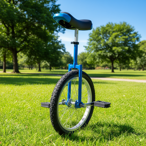 Monocycle en alliage d'aluminium bleu de 18 pouces pour la conduite en terrain plat, vitesse unique, cadre rigide avec pédales ordinaires - Product Image 2