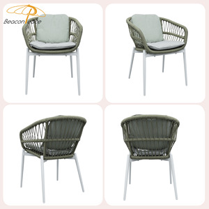 <span class=keywords><strong>Chaise</strong></span> de jardin moderne en corde <span class=keywords><strong>tressée</strong></span> pour l'<span class=keywords><strong>extérieur</strong></span>, mobilier de restaurant et café, chaises de salle à manger d'<span class=keywords><strong>extérieur</strong></span> avec cadre en aluminium et coussin - Product Image 3