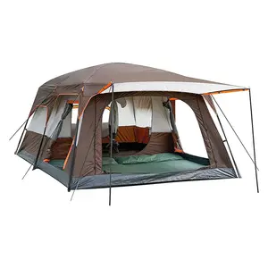 8-10 명 2 방 특대형 대형 방수 캠핑 텐트 야외 럭셔리 패밀리 텐트 창문이있는 옥스포드