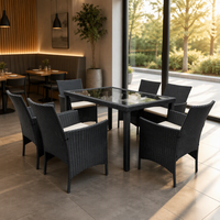 Ensemble de meubles de jardin en rotin moderne et confortable, table et chaises à structure métallique, résistant à l'eau et aux UV, durable, pour cour
