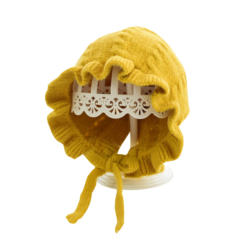 Winter Knitted Newborn Baby Hat Kids Bucket Hat Knitted Cap Solid Bandage