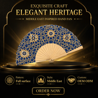 Éventail pliant islamique de 23 cm, imprimé de motifs géométriques arabes, logo personnalisé, cadeau du Ramadan