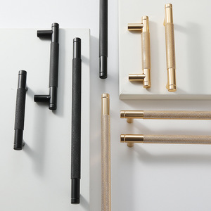 Poignée de porte d'armoire en alliage d'aluminium en forme de T, design minimaliste or noir, quincaillerie de meubles durable - Product Image 2
