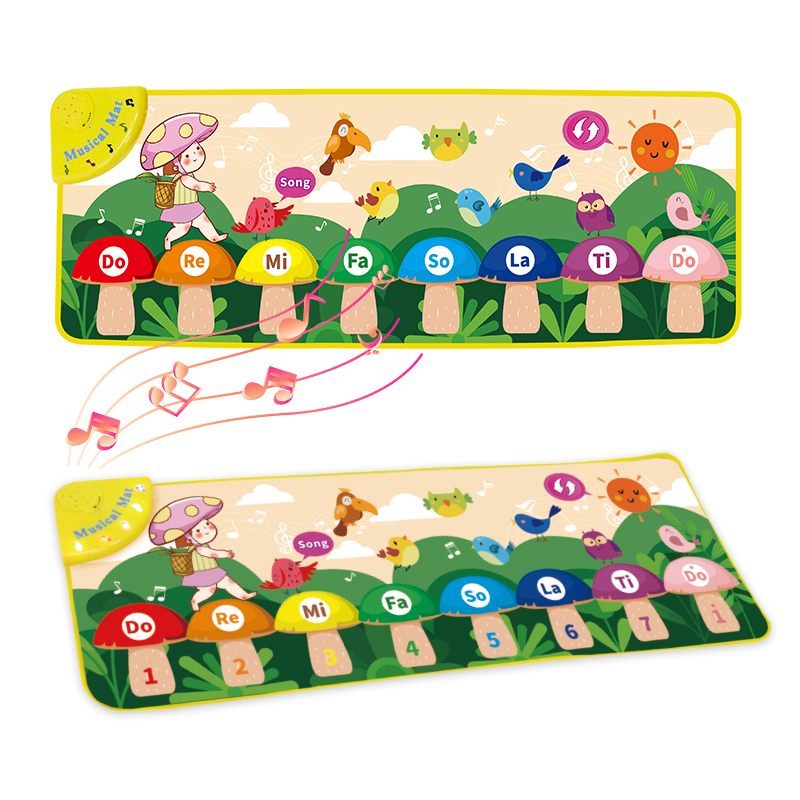 Коврик Kidewan с педалью и грибом для танцев, пианино с электронной клавиатурой и инструментами, детский игровой коврик для музыкальной активности с флэш-картами