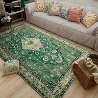 Persischer Vintage Luxus Rutschfester Polyester-Samt Digital Bedruckter Gestreifter Sternenhimmel Pflanzen- und Blumenmuster Wohnzimmer-Teppich
