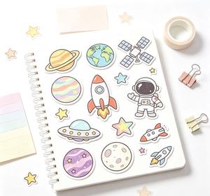Durable Space Theme Cartoon <b>Stickers</b> Featuring Astronaut Rocket Planet UFO Stars Irregular Shape Paper <b>Decals</b> for Gift Craft - Product Image 5