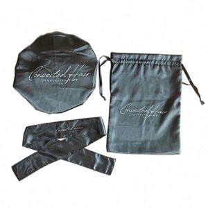 Bonnets réversibles personnalisés 100% en satin double couche et foulards en satin avec logo pour la protection des cheveux, cadeau promotionnel - Product Image 1
