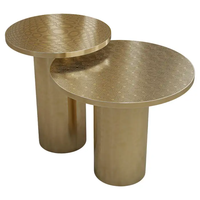 Ensemble de canapés pour salon avec table basse, table d'angle ronde de luxe et haut de gamme, table d'appoint mobile en acier inoxydable