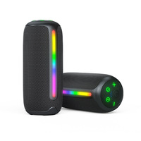 Nouveau haut-parleur sans fil - Haut-parleur portable étanche pour l'extérieur avec basses ultra-puissantes et système audio en tissu rond avec éclairage RGB