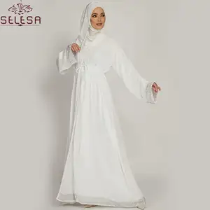 Fashion Trendy Flower Girls' Dresses Muslim Prayer Soft Islamic Scarf Pakistan Abaya