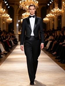 Costume de smoking noir pour homme avec strass, 2 pièces, costume de mariage formel pour le marié - Product Image 2