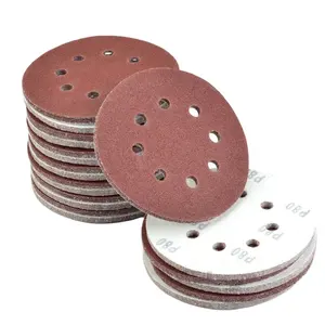 Papier de verre floqué rouge, 10 pièces, disques abrasifs ronds pour le bois, 150mm, 225mm