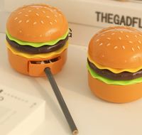Lampe de nuit créative en forme de hamburger, taille-crayon LED en ABS, lampe de bureau pour chambre à coucher avec rangement
