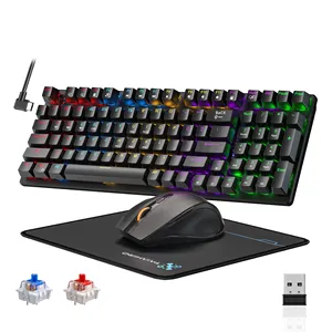 Wireless per giochi <span class=keywords><strong>Bluetooth</strong></span> Set di Mouse per tastiera meccanica tre modalità interruttore blu personalizzato 78 tasti tastiera per eSport - Product Image 5