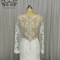 FEISHILUO sur mesure luxe cristal sirène robe de mariée manches longues ivoire robe de mariée dentelle Appliques broderie décoration