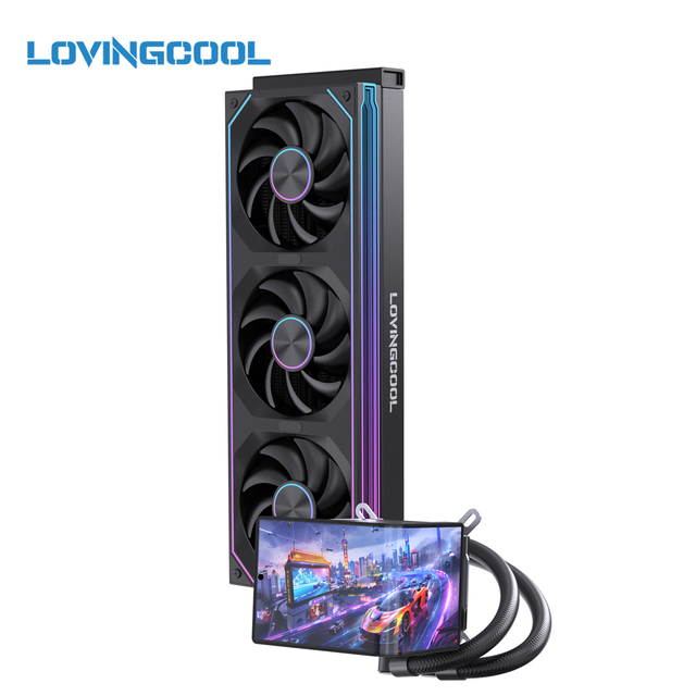 LOVINGCOOL OEM 2026 New Arrival AIO Wholesale 360mm Liquid Cooler 6.67 Inch LCD Screen Magnetic Design Water Cooler Fan for PC